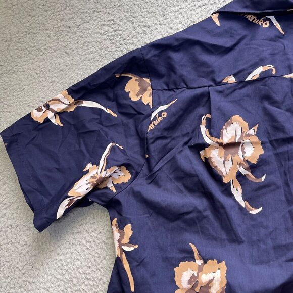 Haruki Hawaiian Shirt Mens Large Aloha Blue Floral Button Up Short Sleeve - Picture 8 of 11
